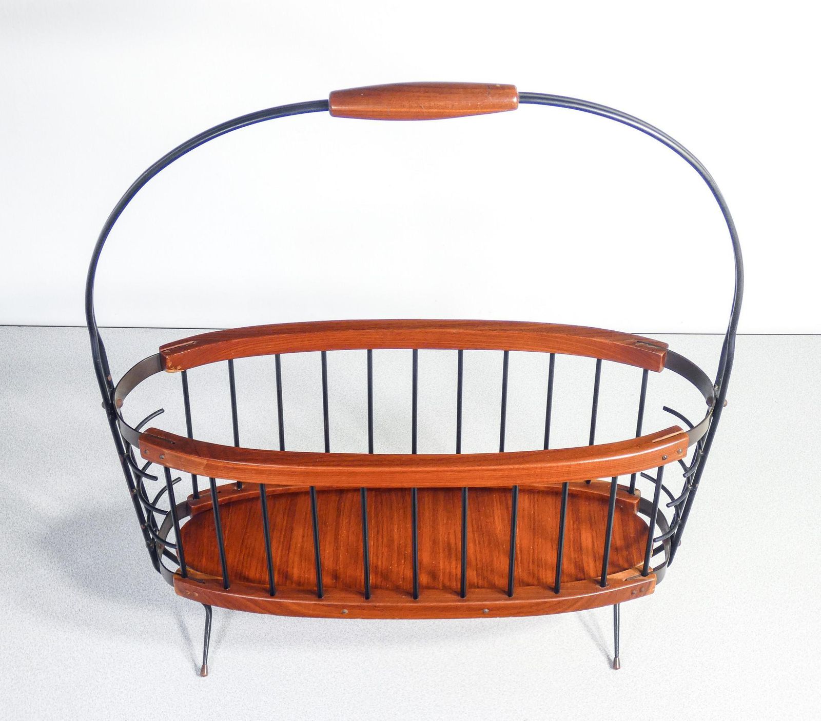 Italian Design Magazine Rack Made Of Wood And Metal. Italy, 50s photo vinterior