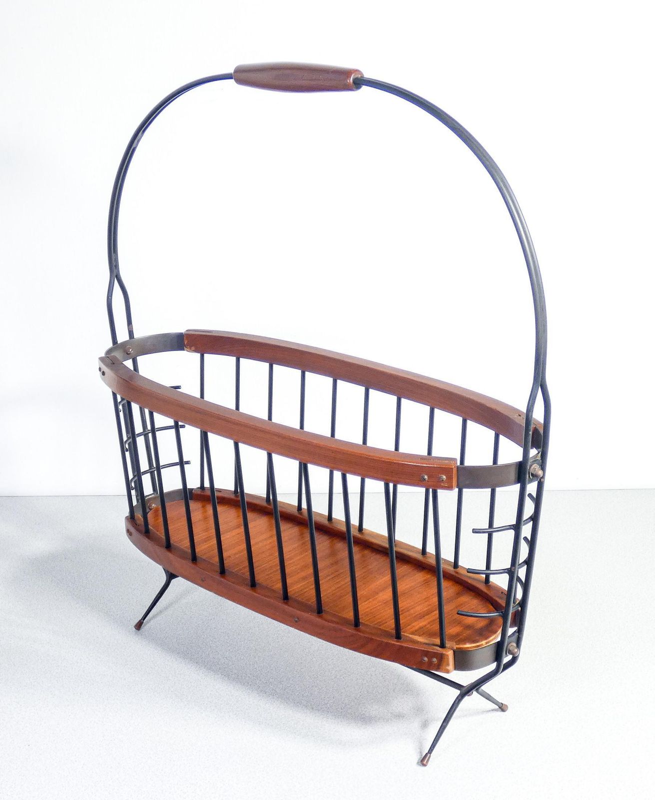 Italian Design Magazine Rack Made Of Wood And Metal. Italy, 50s photo buy