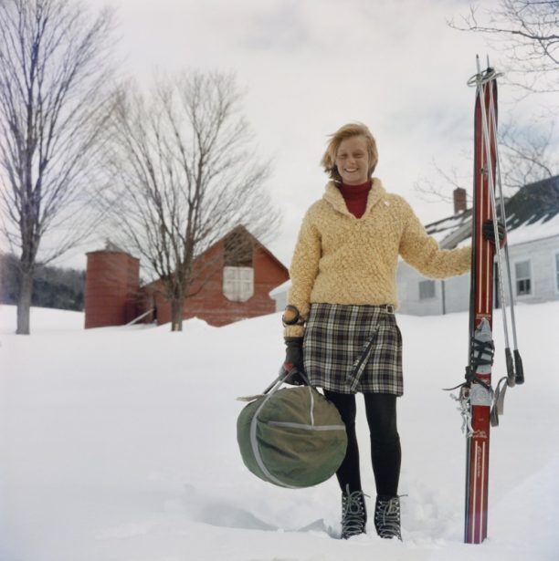 Slim Aarons 'Skiing Waitress' Framed White