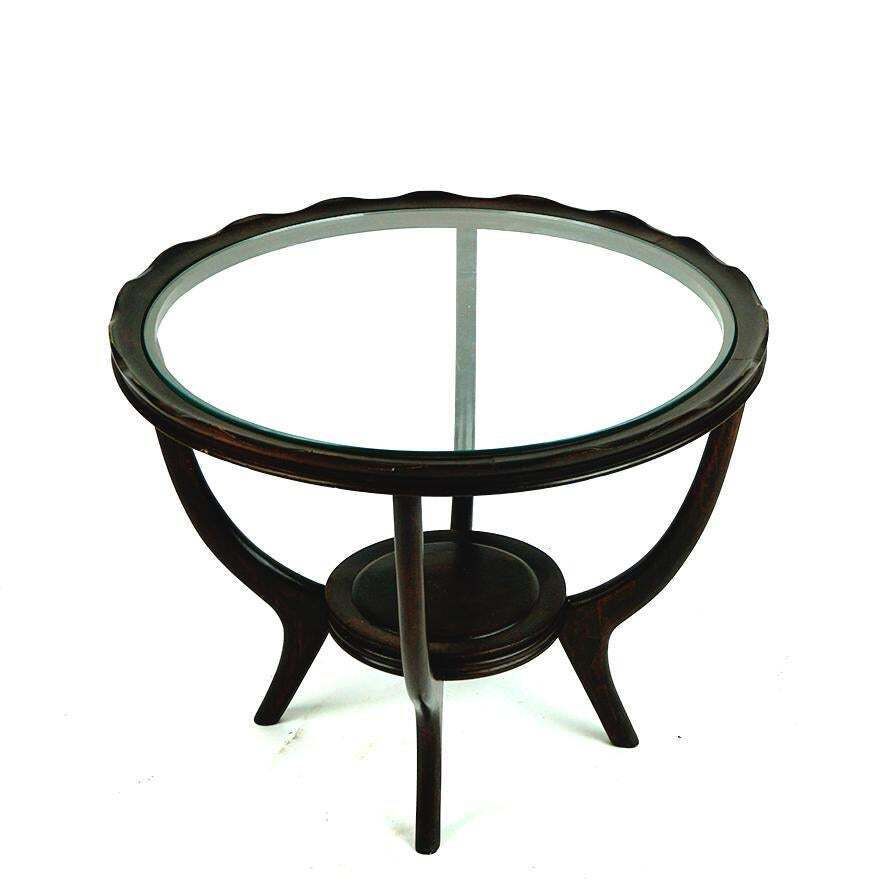 Circular Italian Mid Century Glass Top Coffee Table Attr. To Carlo Di Carli photo for sale