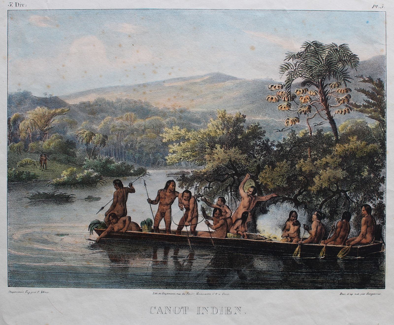 A Fine Early 19th Century Lithograph ‘Canot Indien’  By Johann Moritz Rugendas photo furniture