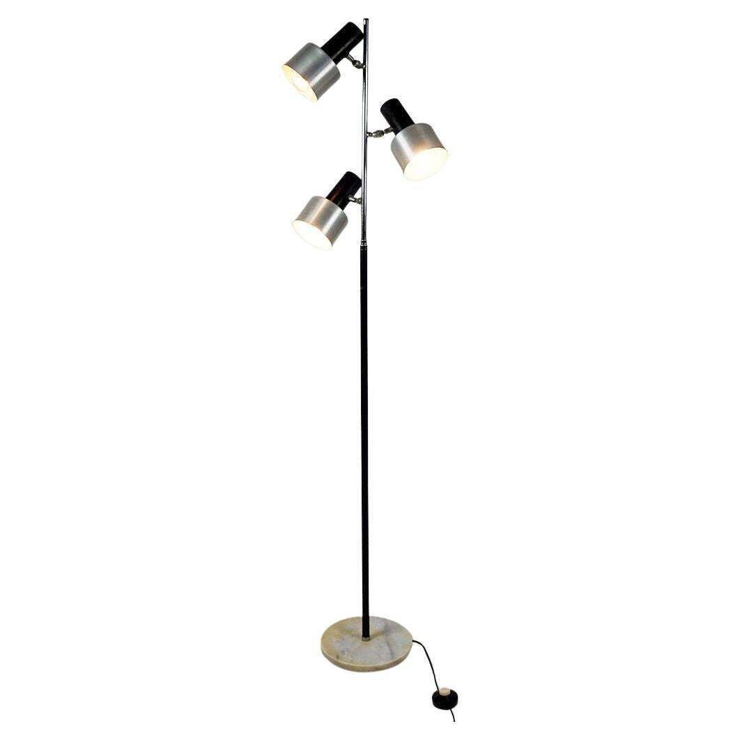 Italian Space Age Aluminum And Black Lacquered Metall Spot Floor Lamp