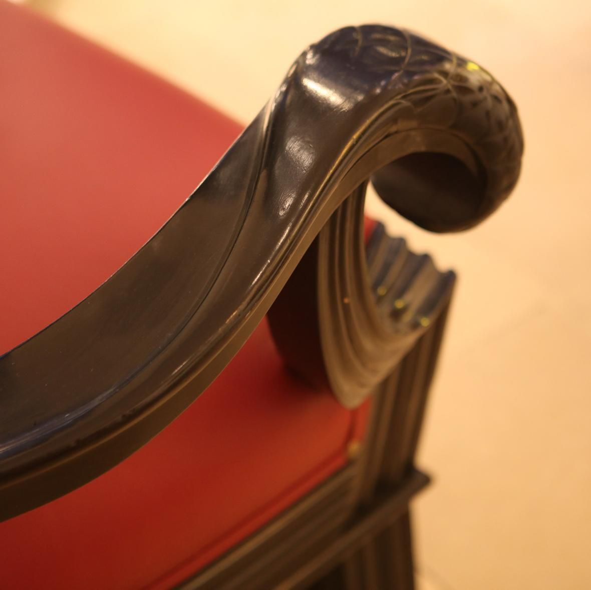 photo furniture Pair Of Austrian Red Leather Art Deco Armchairs Attributed To Otto Prutscher