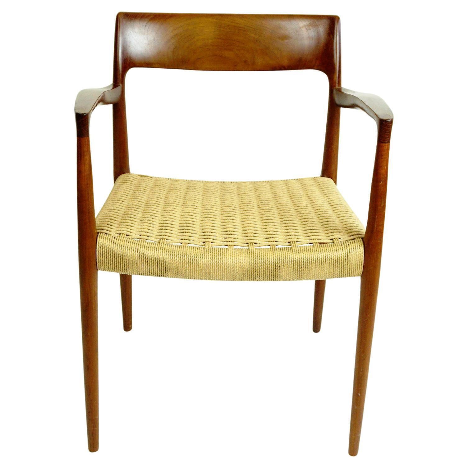 Scandinavian Modern Mod. 57 Teak And Papercord Armchair By Niels Otto Moller