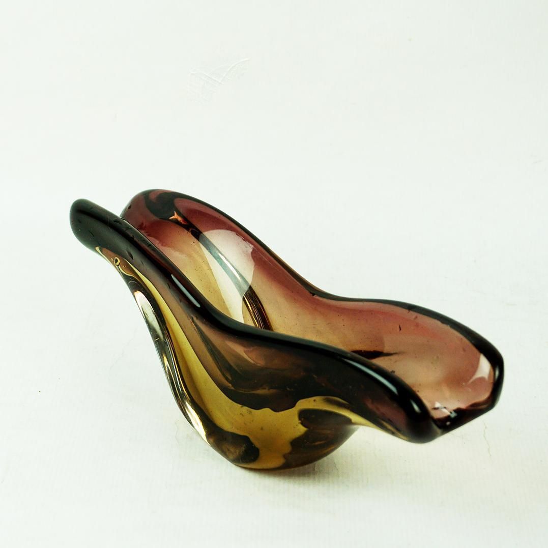 Brown Sommerso Glass Bowl By Flavio Poli For Seguso Murano Italy photo 358.0