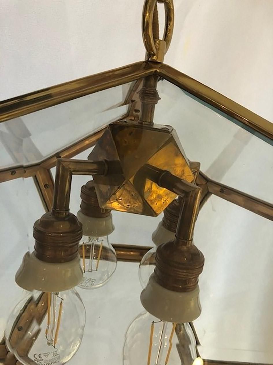 Austrian Art Nouveau Brass And Glass Dodekaeder Lamp By Adolf Loos photo vinterior