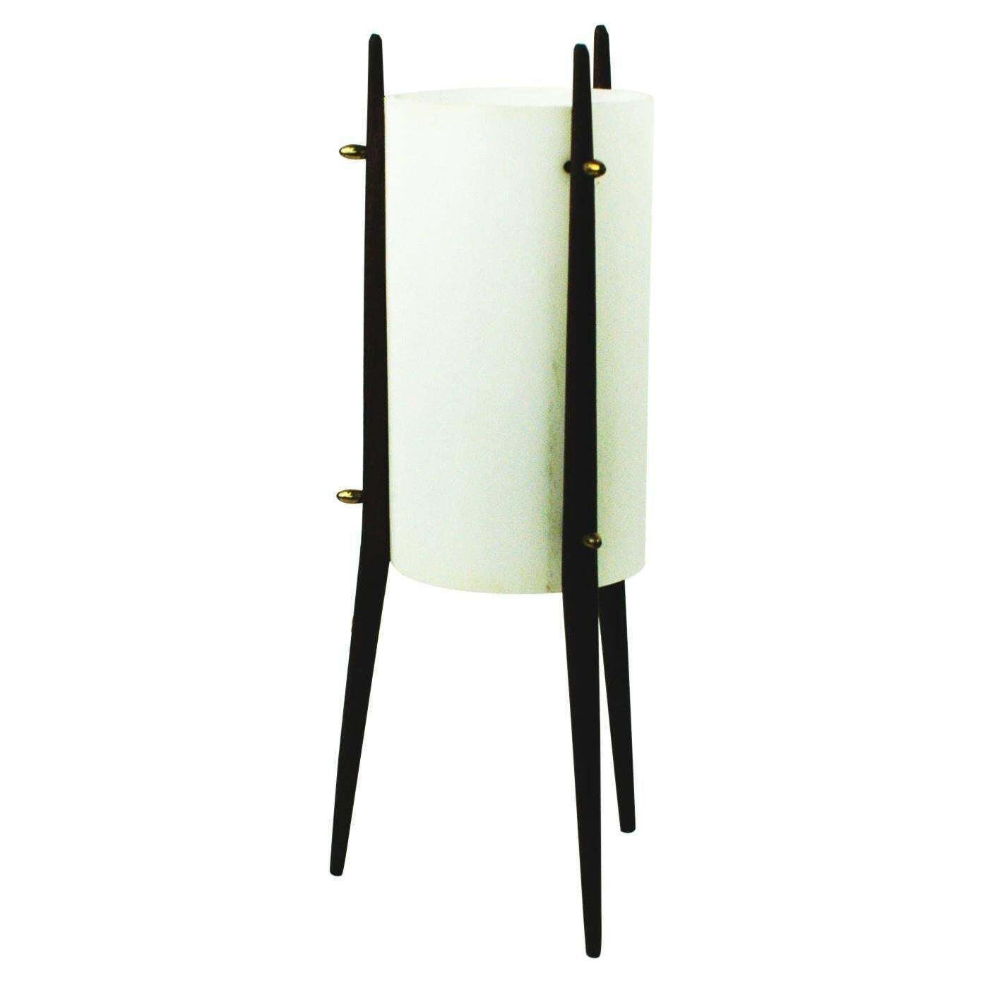 Italian Teak And White Perspec Table Lamp By Alfaplex Milano