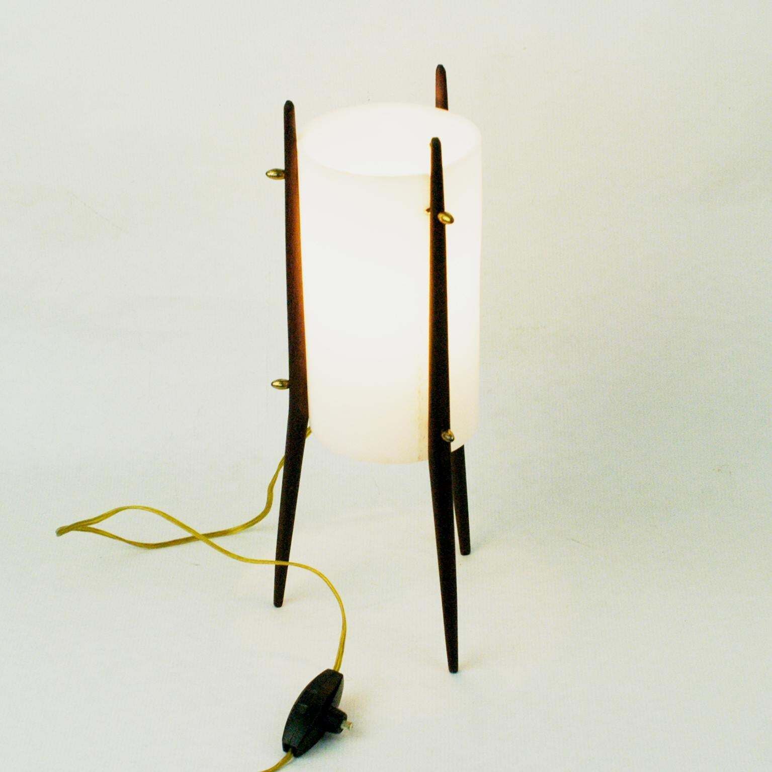 Italian Teak And White Perspec Table Lamp By Alfaplex Milano photo buy