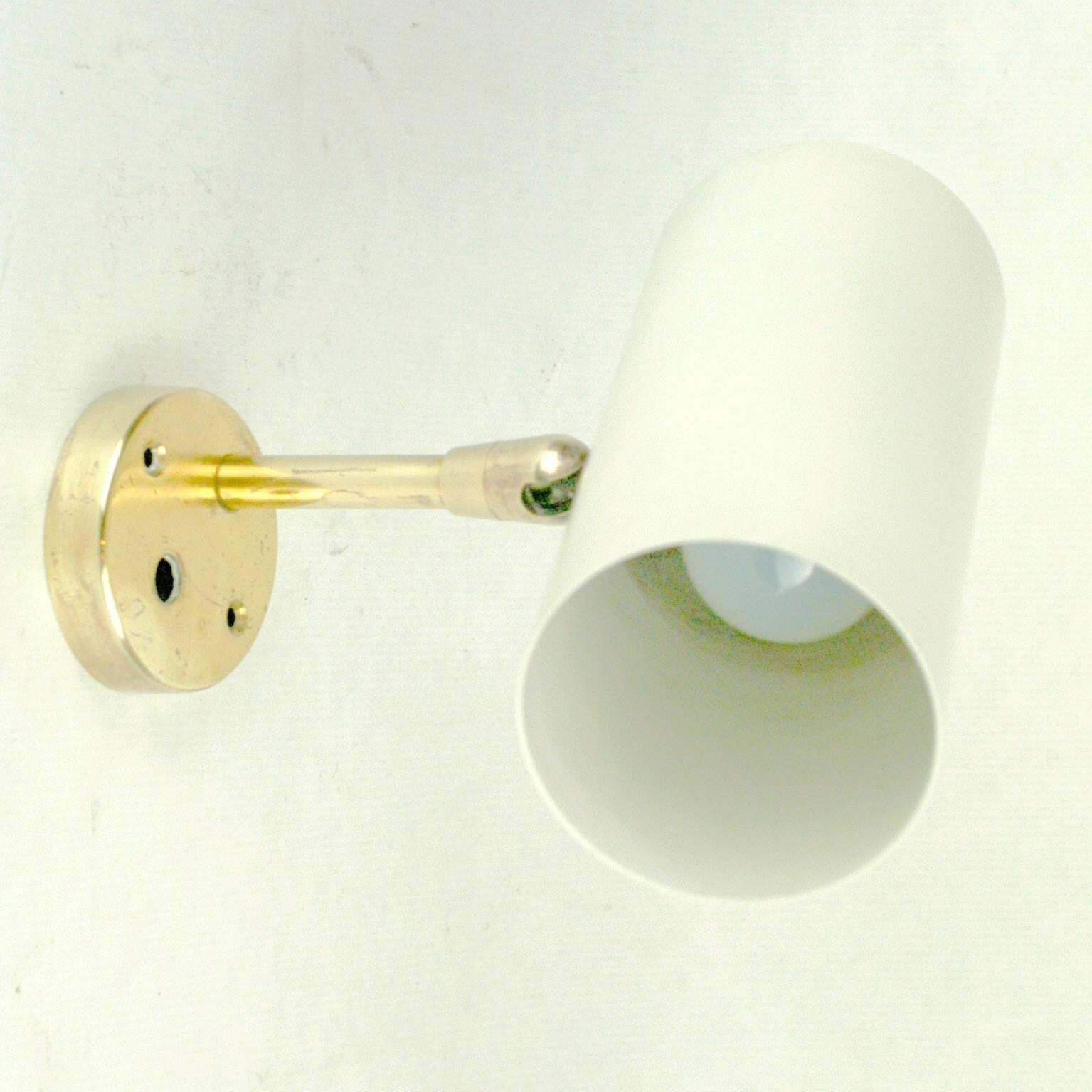 Austrian Midcentury Brass Wall Lamp With White Laquered Shade By J. T. Kalmar photo furniture