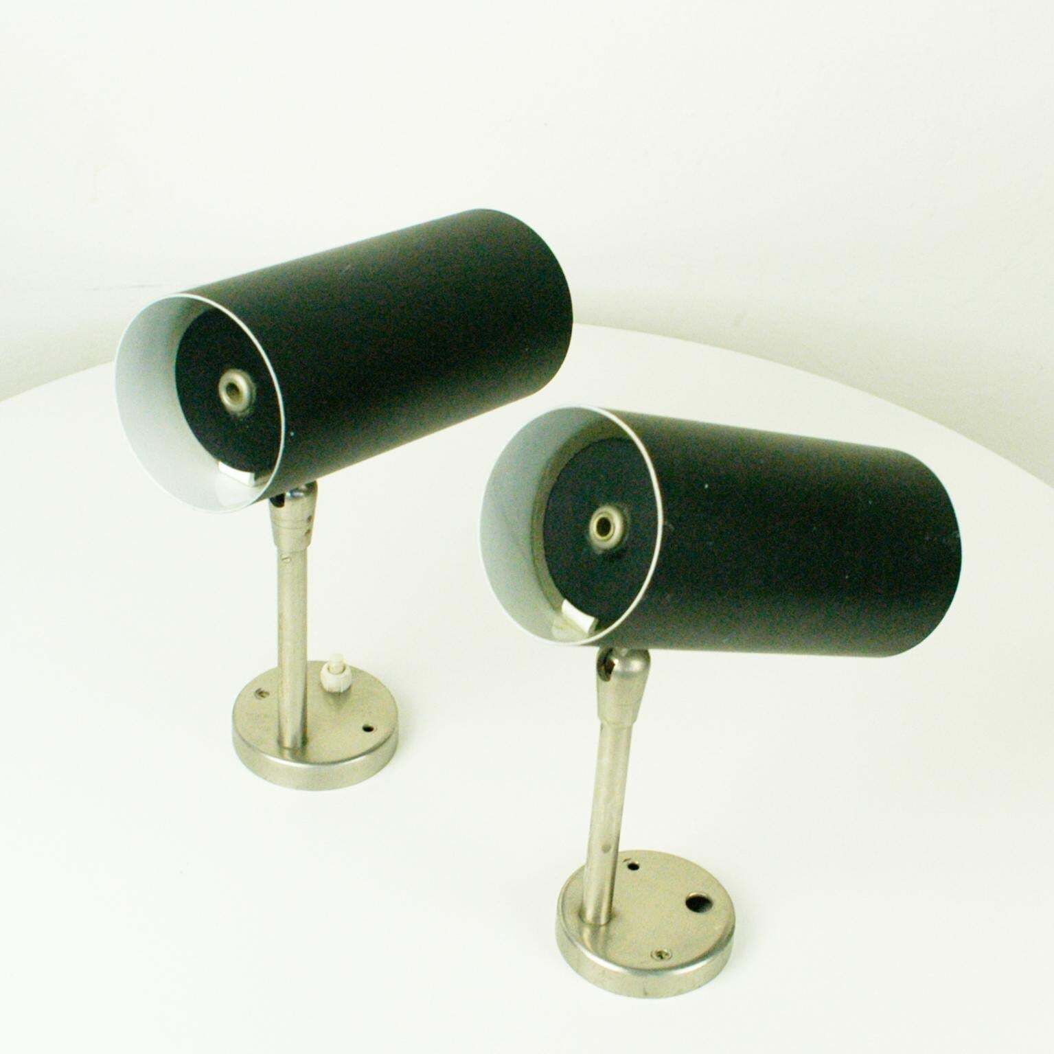 Black Austrian Midcentury Zylinder Sconce Or Wall Light By J. T. Kalmar Vienna photo for sale