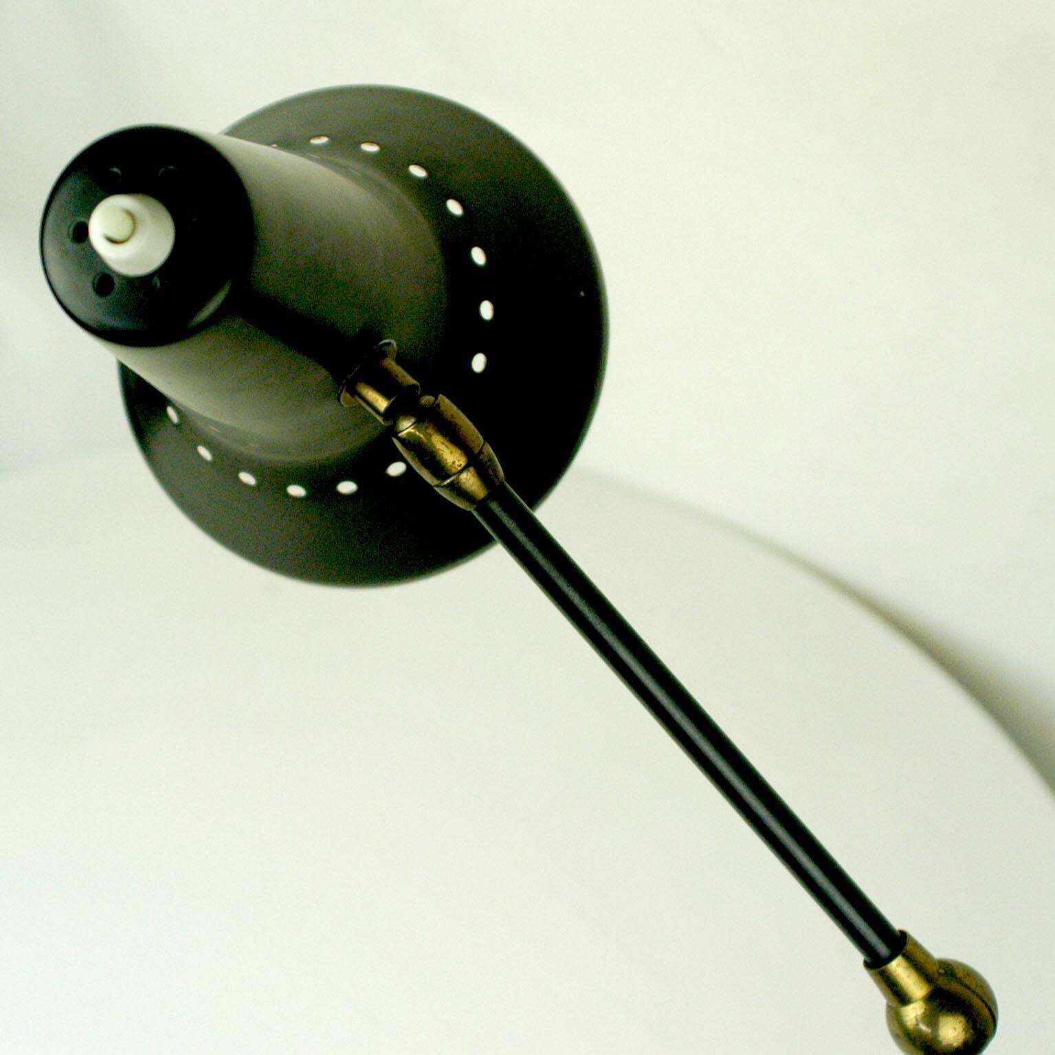 Italian Midcentury Black And Brass Adjustable Clamp Desk Lamp By Stilnovo photo Lighting