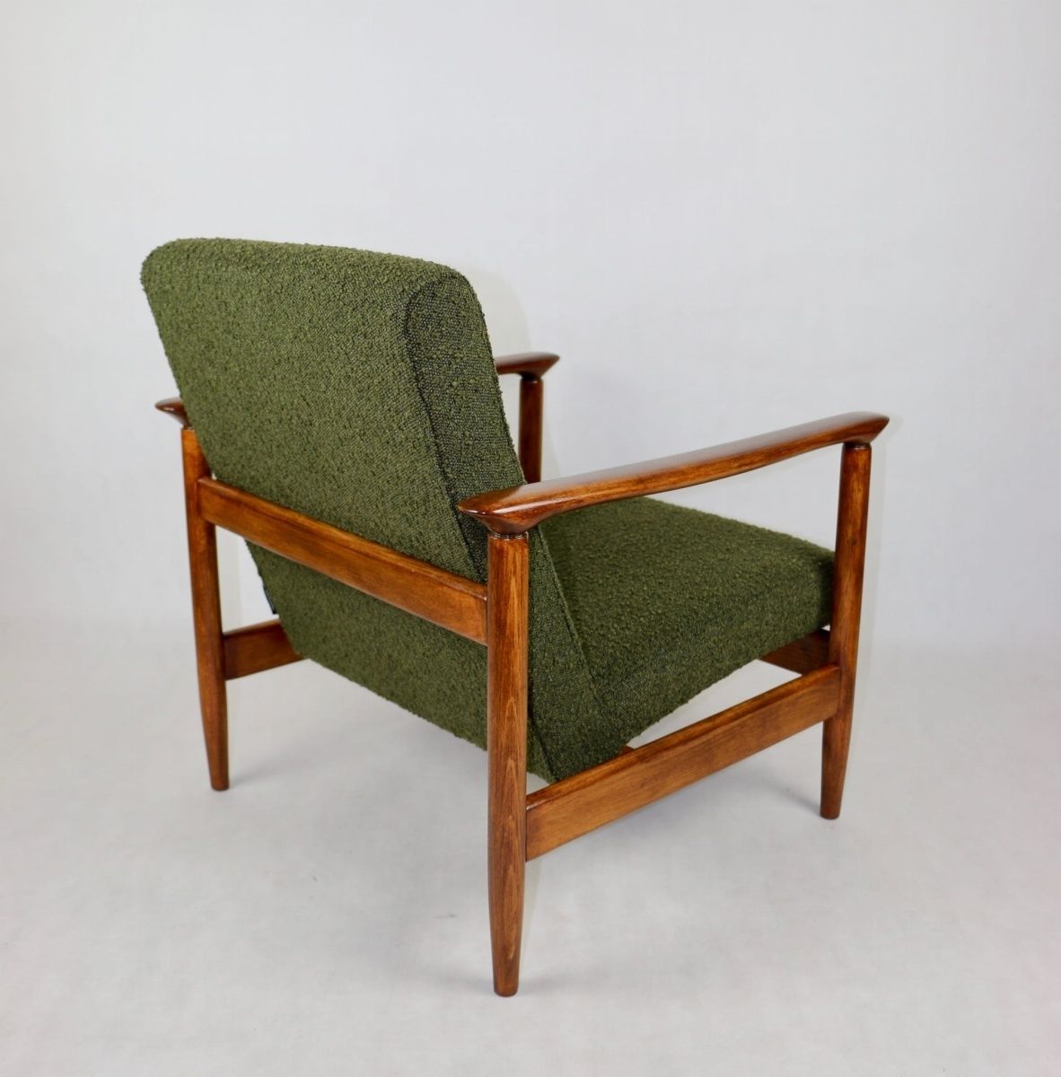 Gfm 142 Armchair, Designed By Edmund Homa From The 70s, Olive Green Boucle   2 Pieces Available photo Furniture