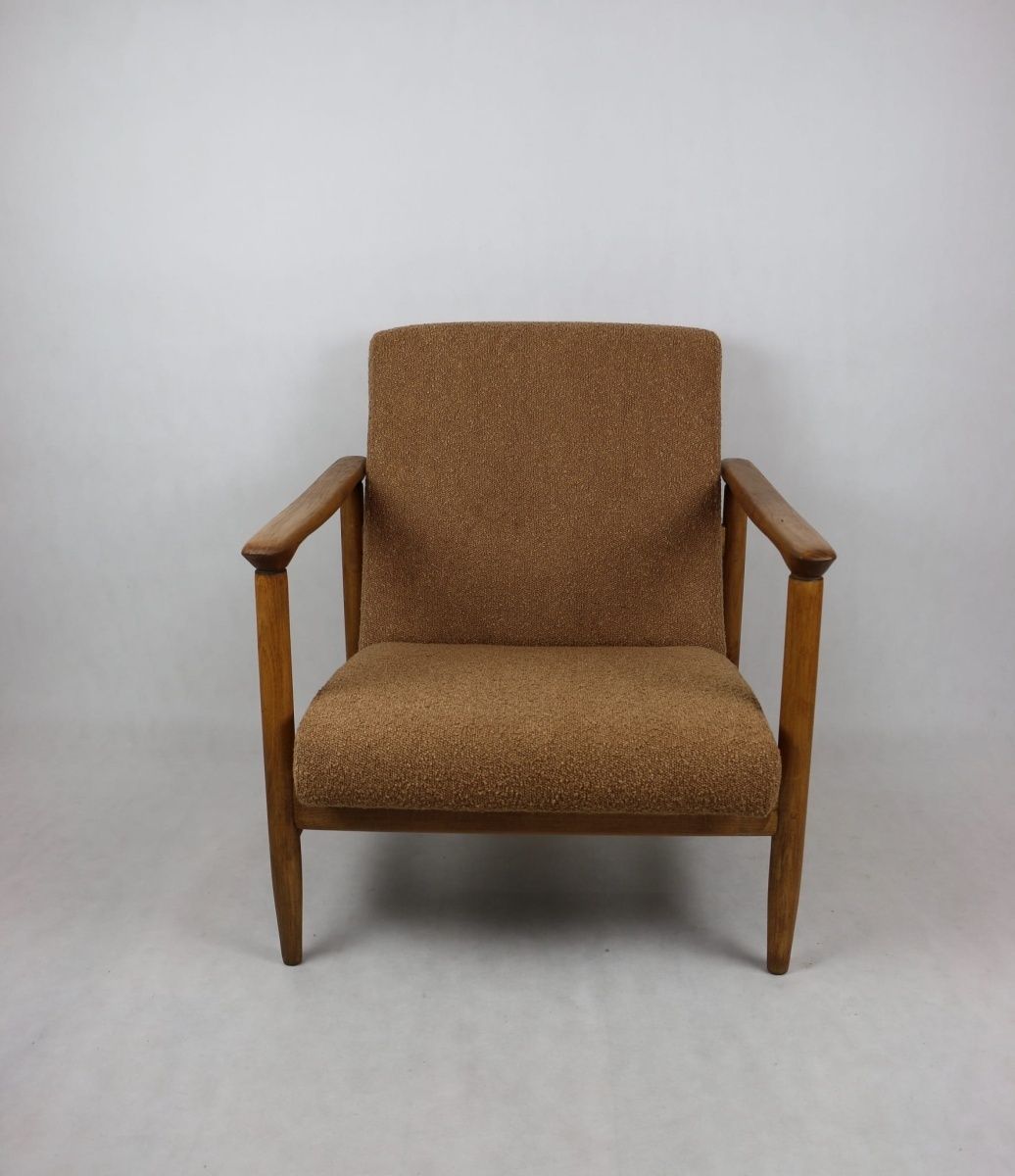photo for sale Gfm 142 Armchair, Designed By Edmund Homa From The 1970s, Coral   Gold Boucle