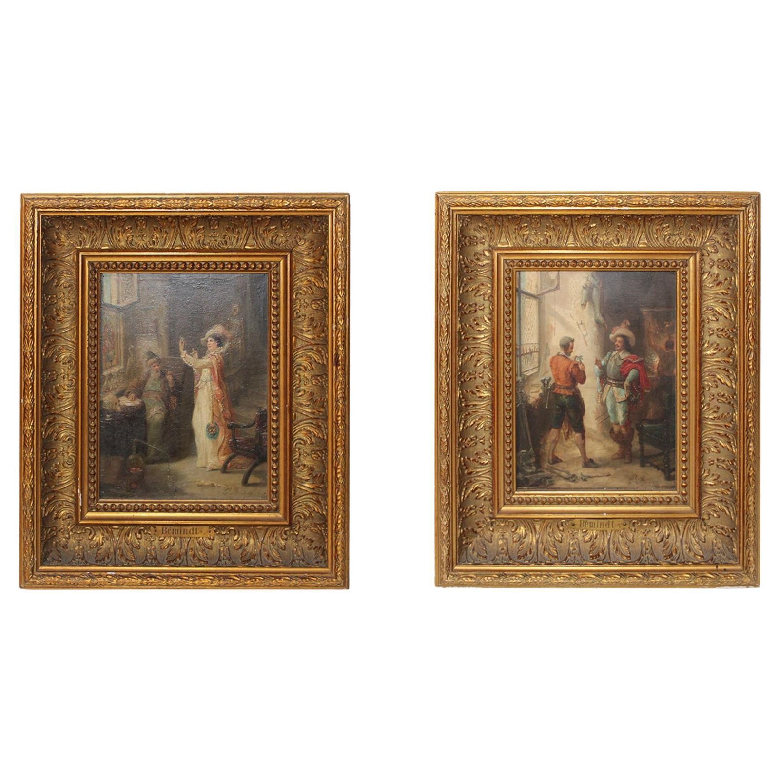 Late 19th Century Oil On Canvas Diptych Painted By émile Bemindt