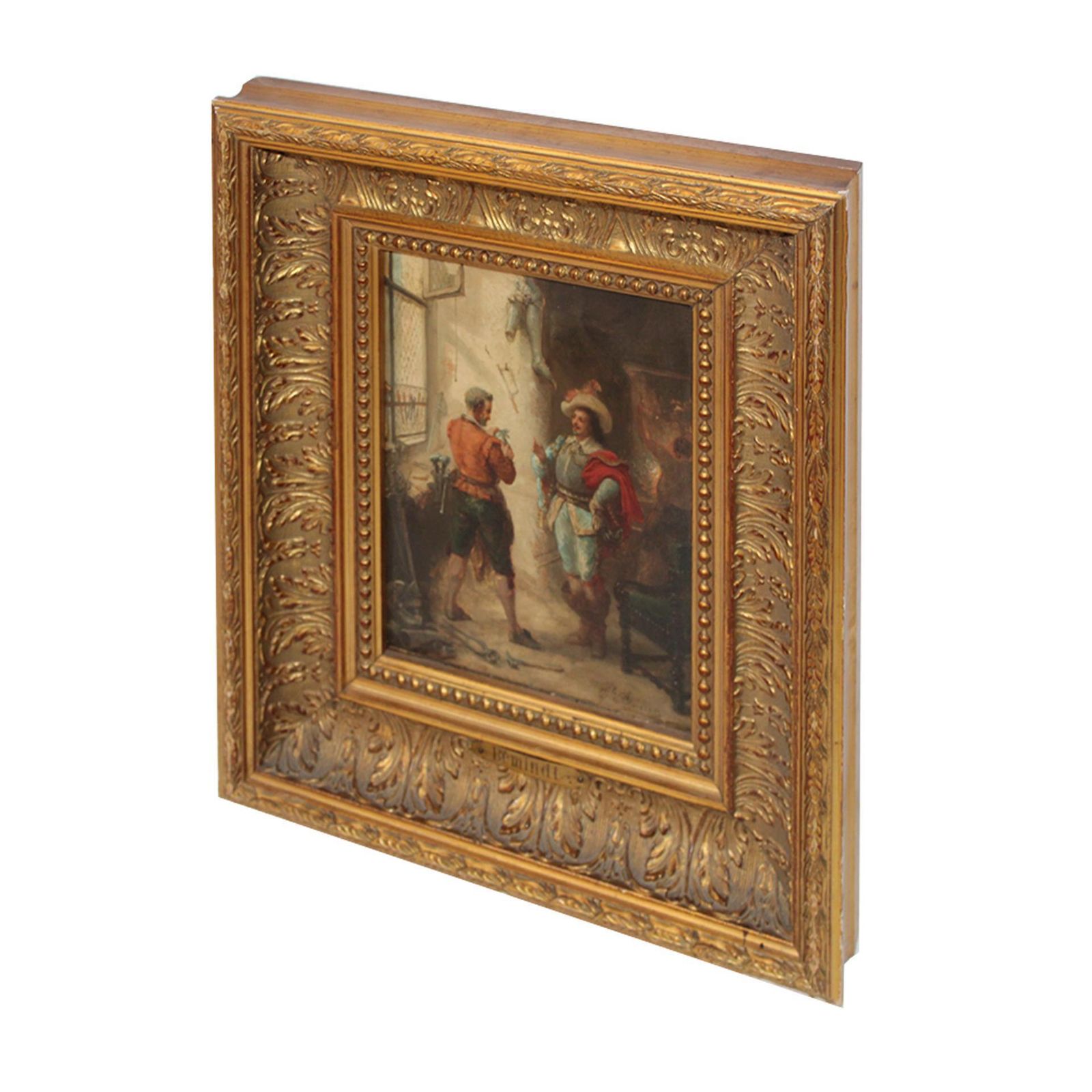 Late 19th Century Oil On Canvas Diptych Painted By émile Bemindt photo vintage