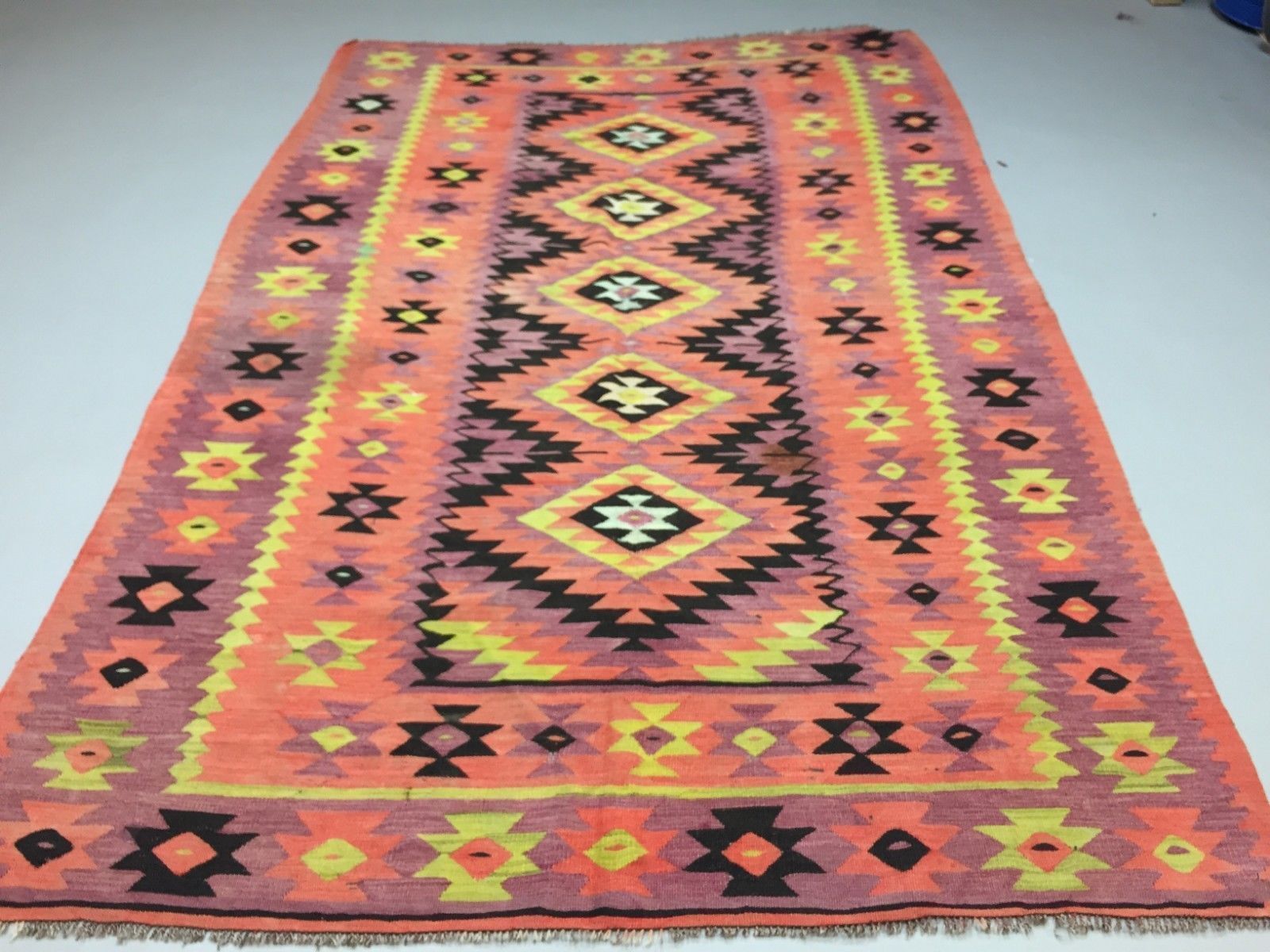 Old Turkish Kilim Kelim, 240x163cm Country House Boho Vintage Rustic Antique photo for sale