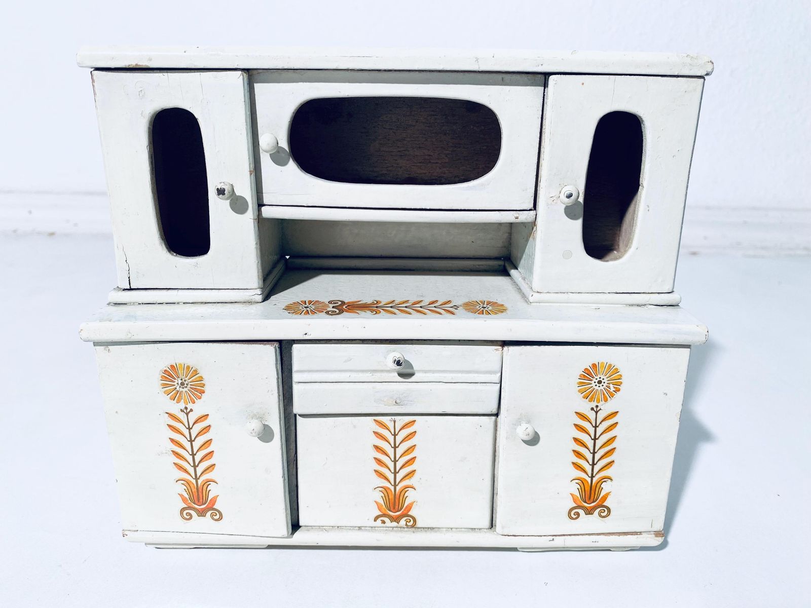 Vintage Wooden Doll Furniture Cupboard Table / 1930s 1940s Dollhouse Kitchen photo Furniture