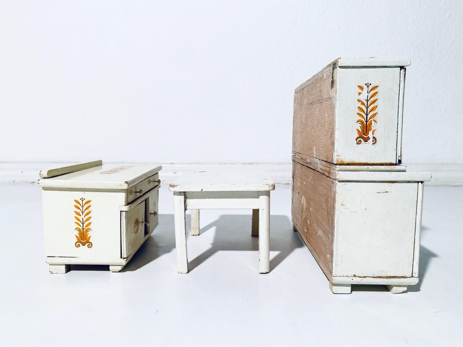 Vintage Wooden Doll Furniture Cupboard Table / 1930s 1940s Dollhouse Kitchen photo buy