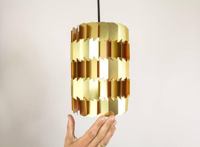 Midcentury Gold And Orange Facet Pendant By Louis Weisdorf For Lyfa, 1960s photo 680.0