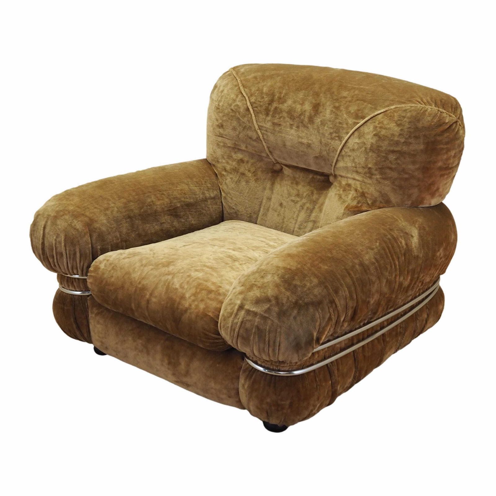Velour Armchair, Italian Design, 1970s, Production: Italy