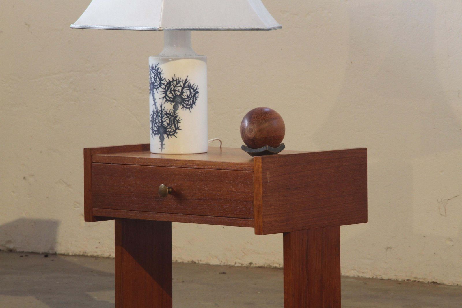 Danish Mid Century Teak Bedside Table Nightstand, 1960s photo vinterior