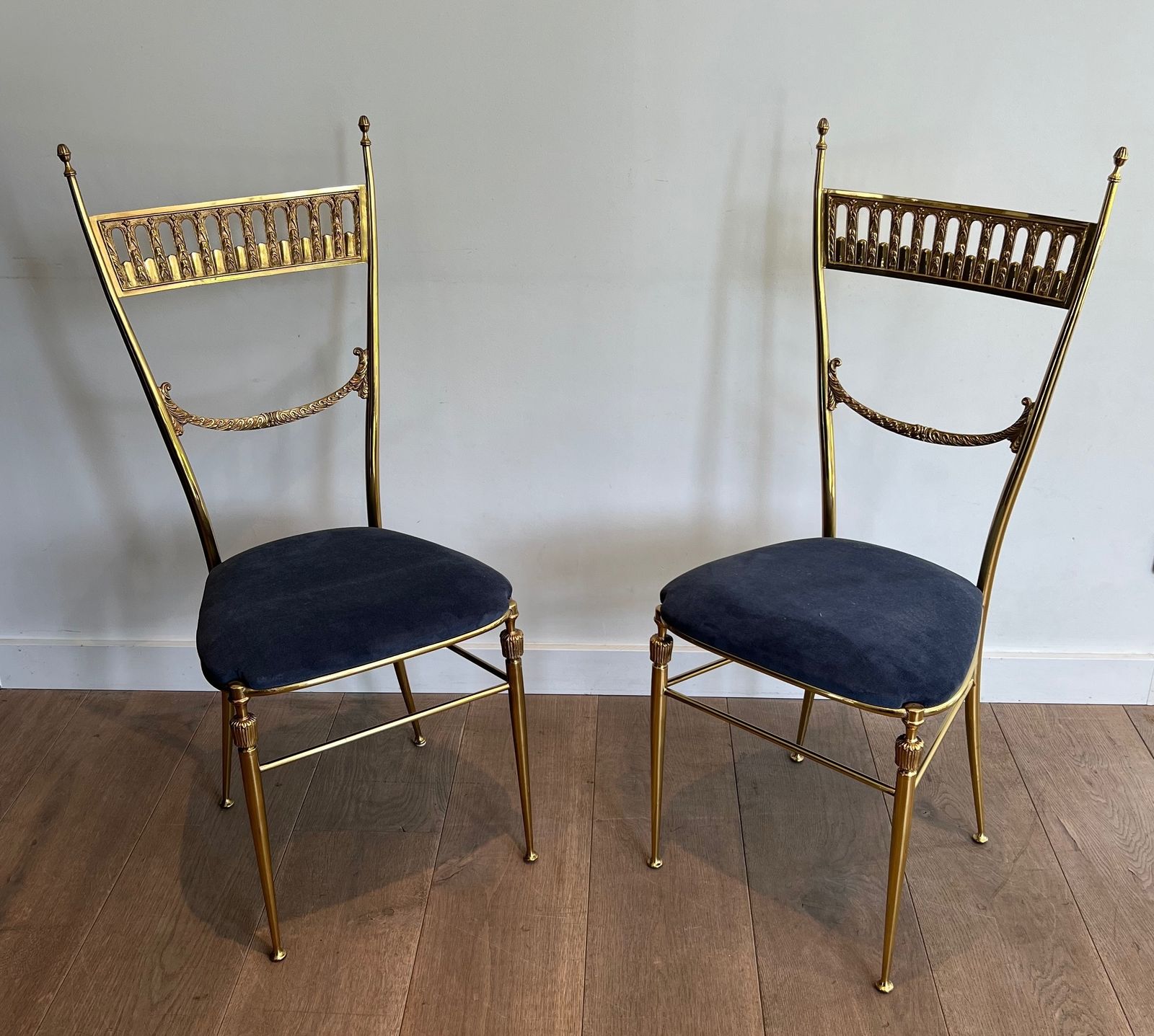 Pair Of Neoclassical Brass Chairs From Maison Jansen