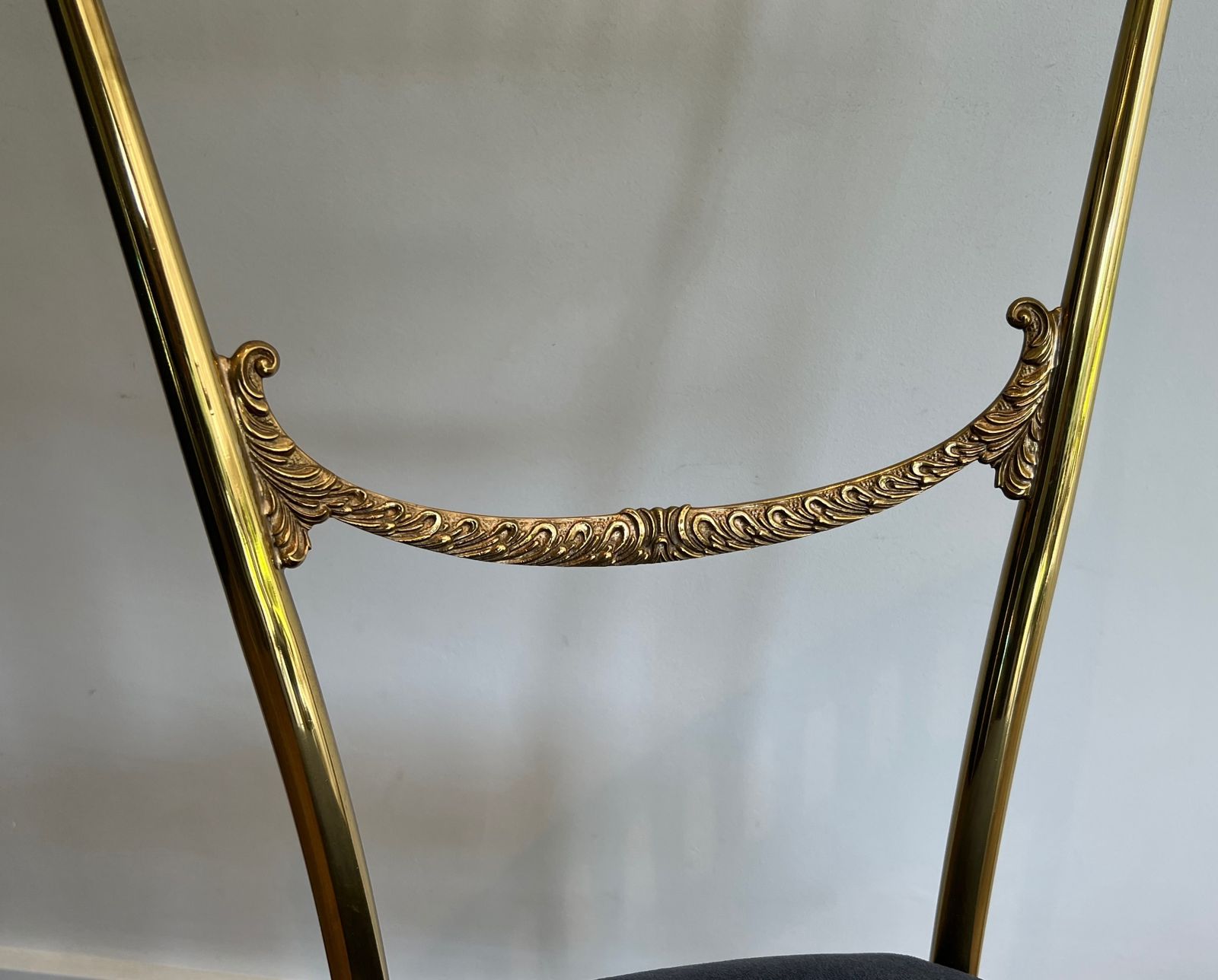 photo for sale Pair Of Neoclassical Brass Chairs From Maison Jansen