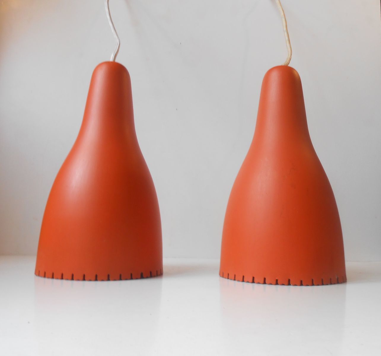 Mid Century Danish Pendant Lamps By Bent Karlby For Lyfa, 1950s, Set Of 2