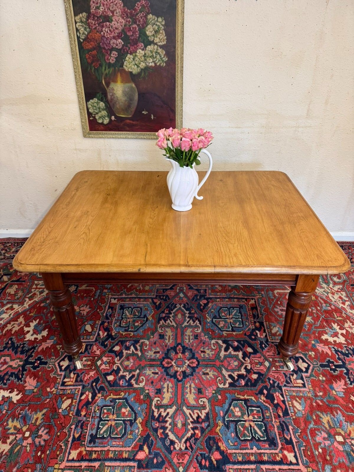 Fantastic Antique Mahogany Pine Topped Kitchen Table Circa 1880 photo for sale