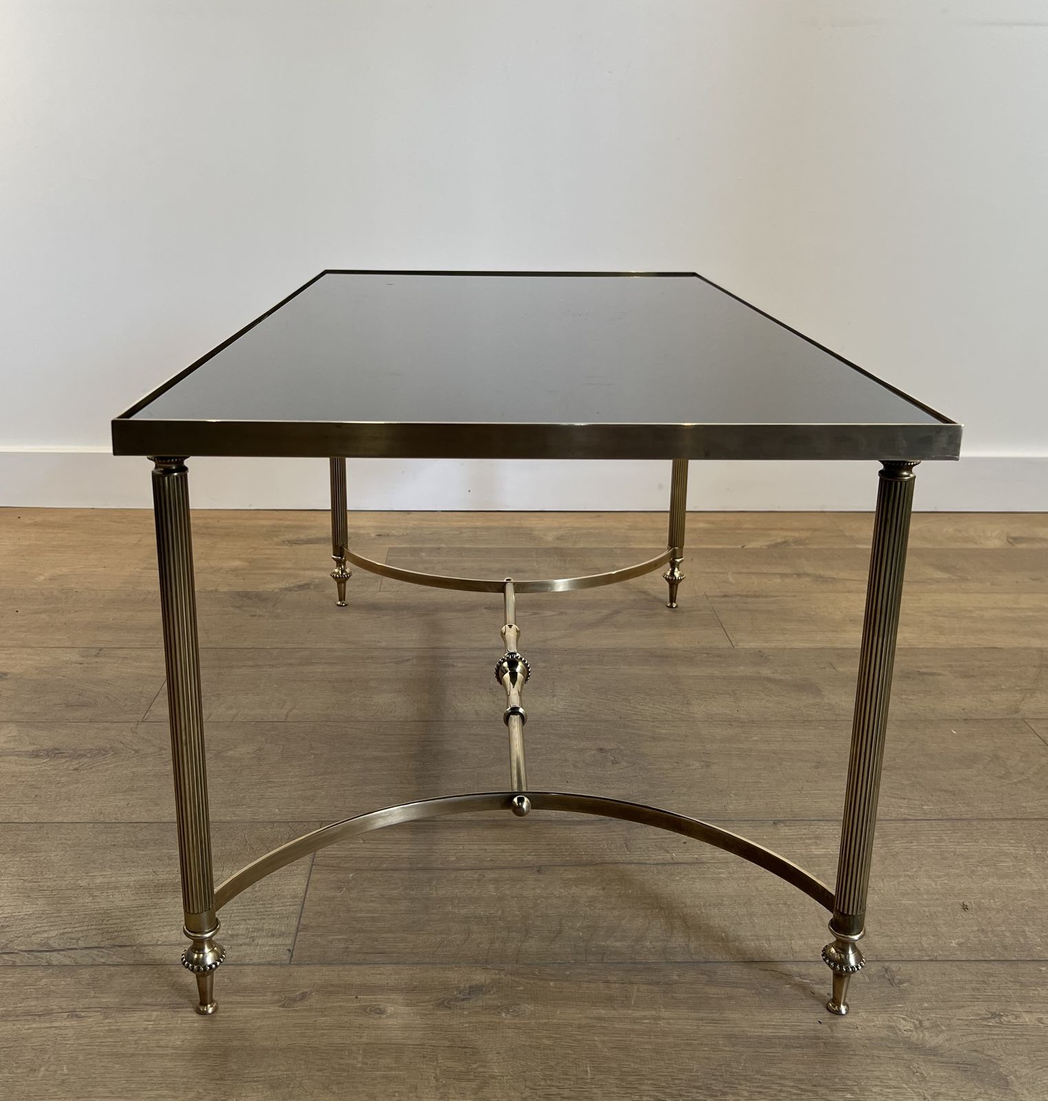 Brass And Black Lacquered Glass Coffee Table From Maison Jansen photo vinterior