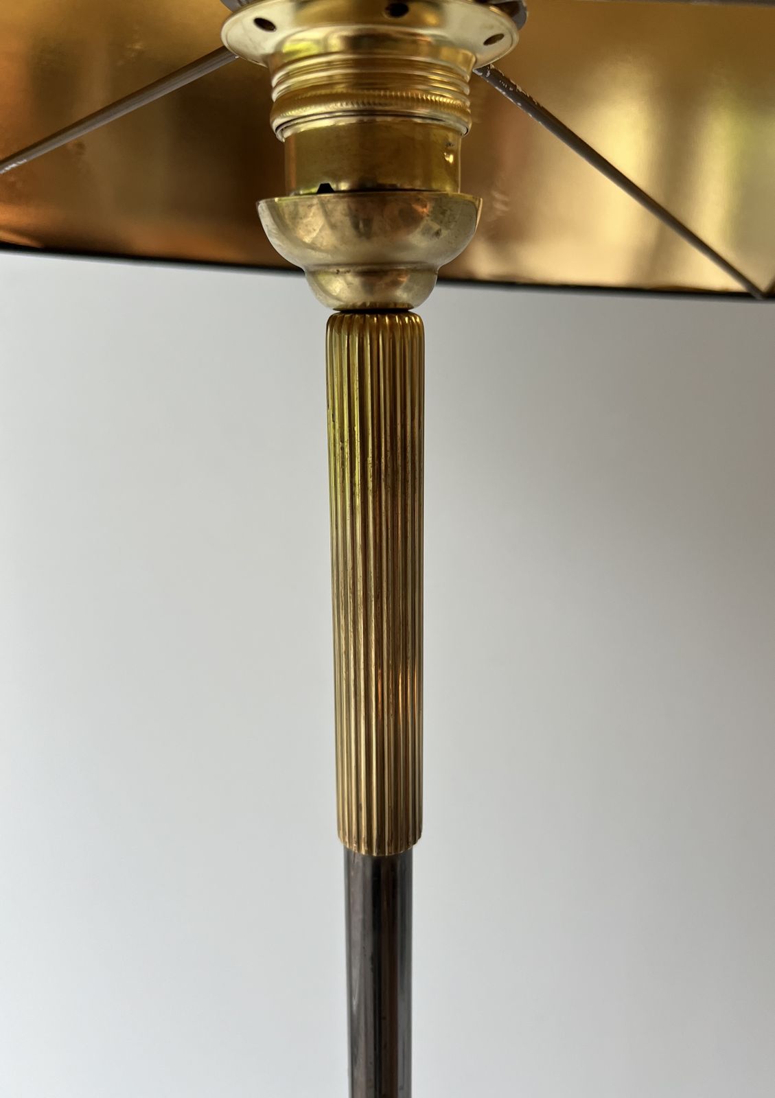 2250.0 Designer Floor Lamp In Brass And Gunmetal Patina photo