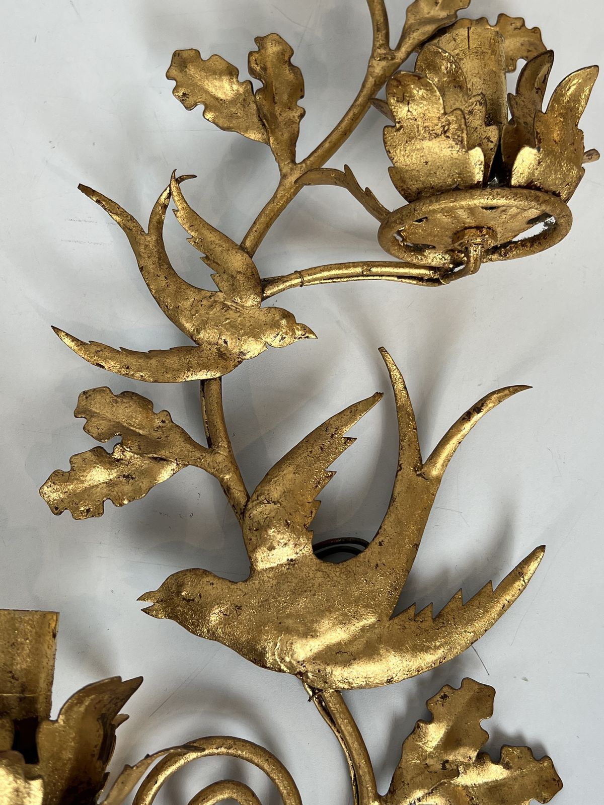 Pair Of Bird Wall Lights In Gilded Metal In The Style Of Maison Baguès photo vinterior