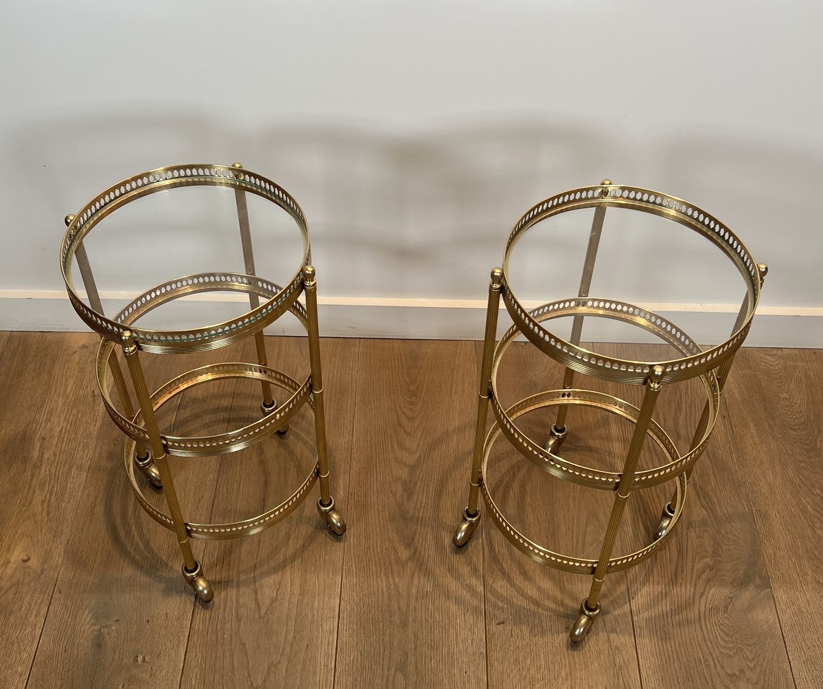Pair Of Round Rolling Tables With Removable Top Trays From Maison Jansen photo 2500.0