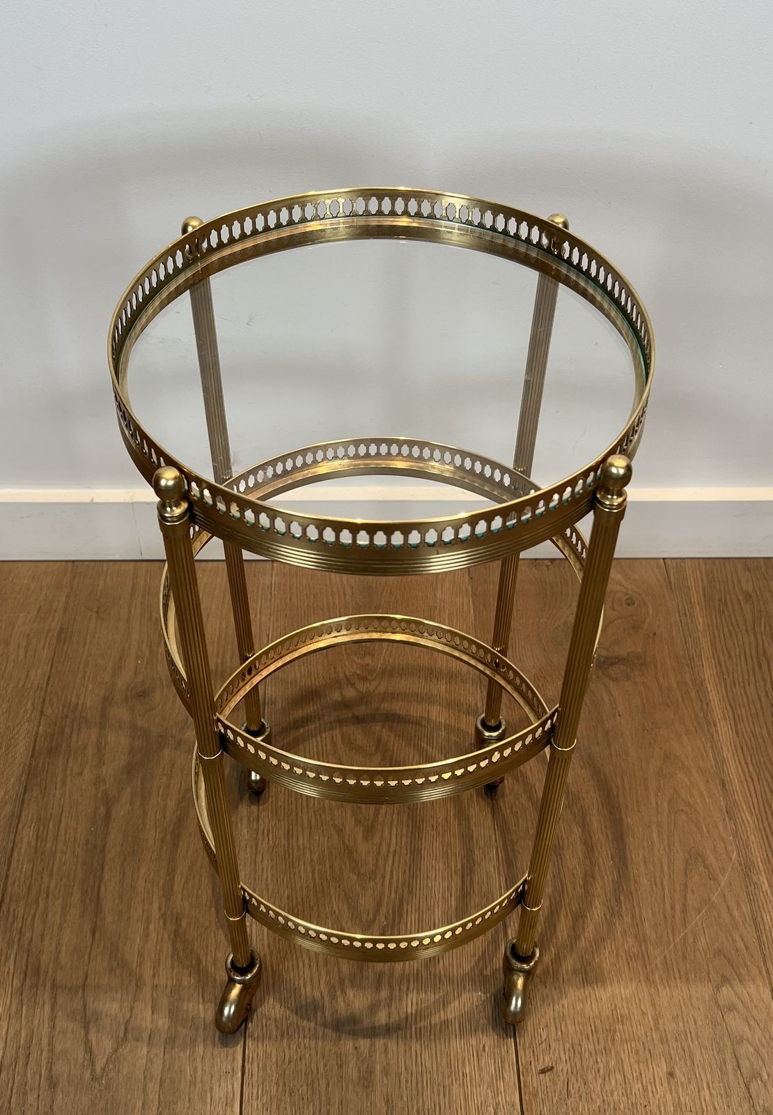 Pair Of Round Rolling Tables With Removable Top Trays From Maison Jansen photo buy