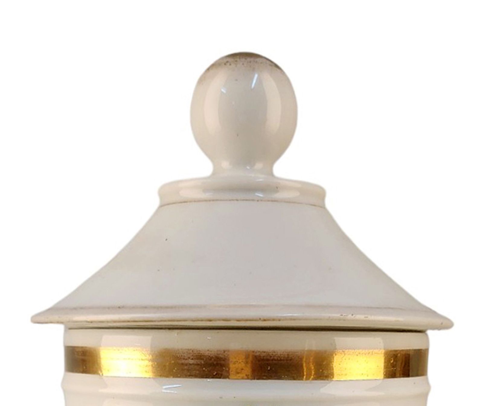 Late 18th Century French Glazed Porcelain Apothecary/Pharmacy Jar With Lid   'Rad: Butne' photo vintage