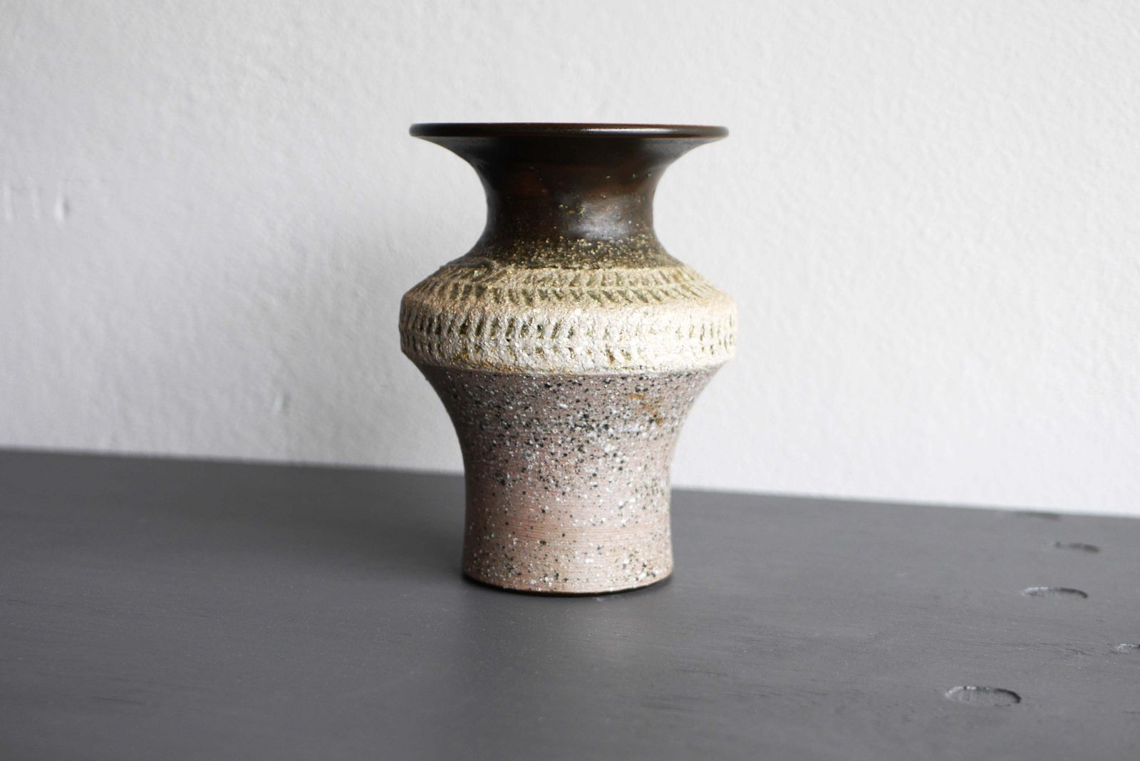 Mid Century Modern Scandinavian Brutalist Art Pottery Vase, Nittsjö Sweden photo for sale