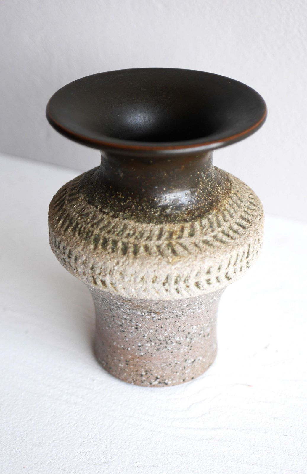 Mid Century Modern Scandinavian Brutalist Art Pottery Vase, Nittsjö Sweden photo buy