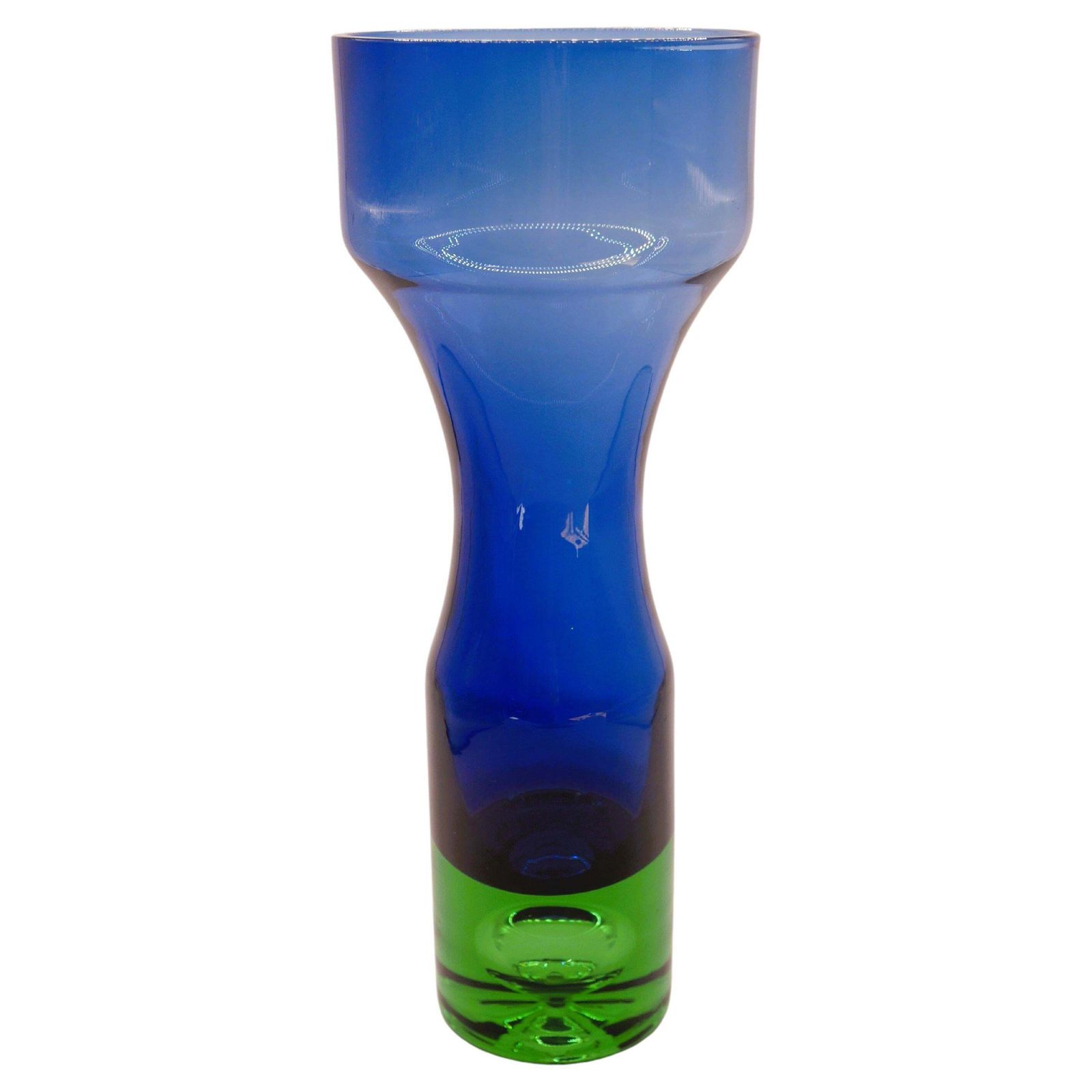 Blauw En Groen Glazen Vaas Van Bo Borgström Voor åseda, Zweden