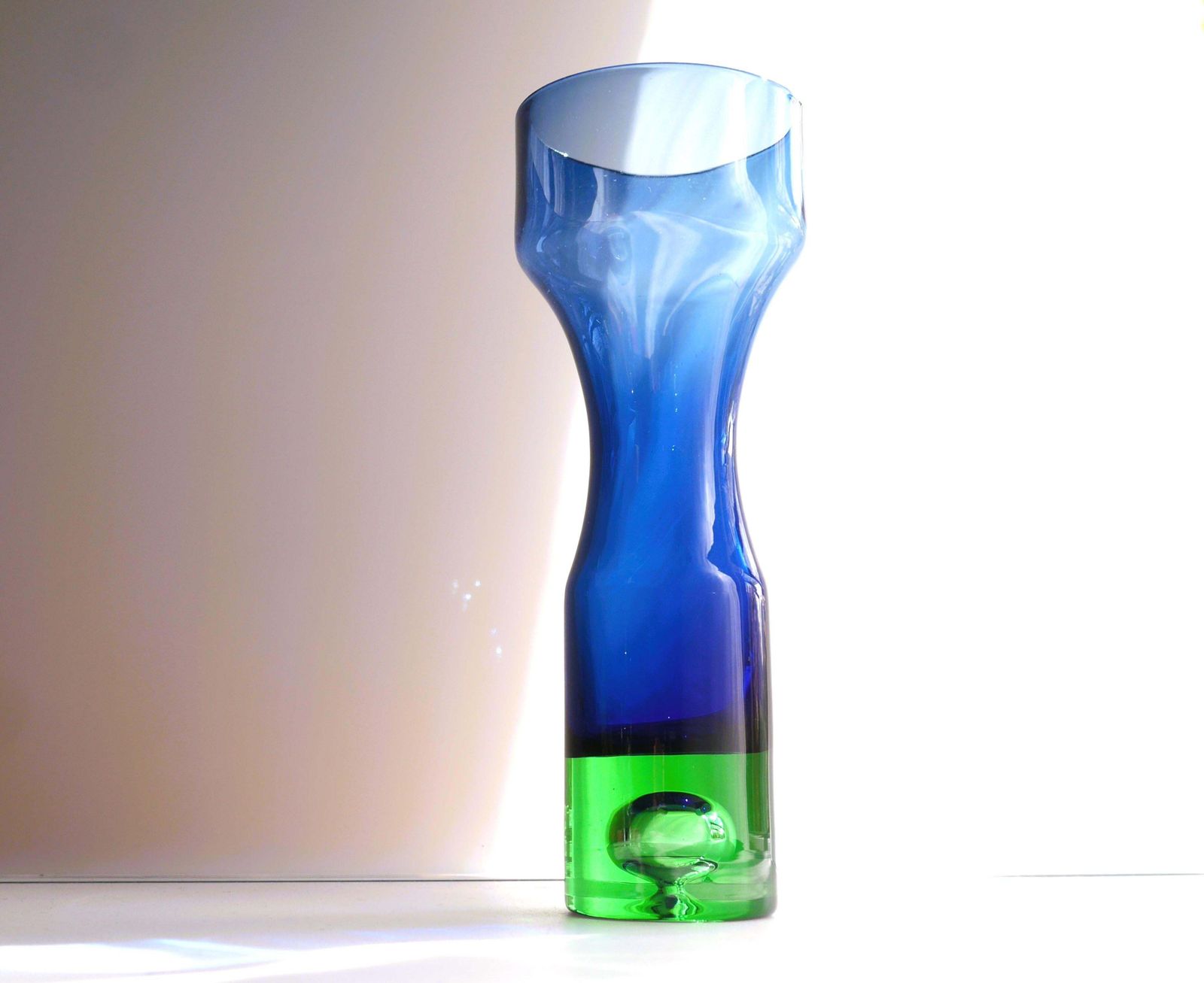 Blue And Green Glass Vase By Bo Borgström For åseda, Sweden photo Home Decor