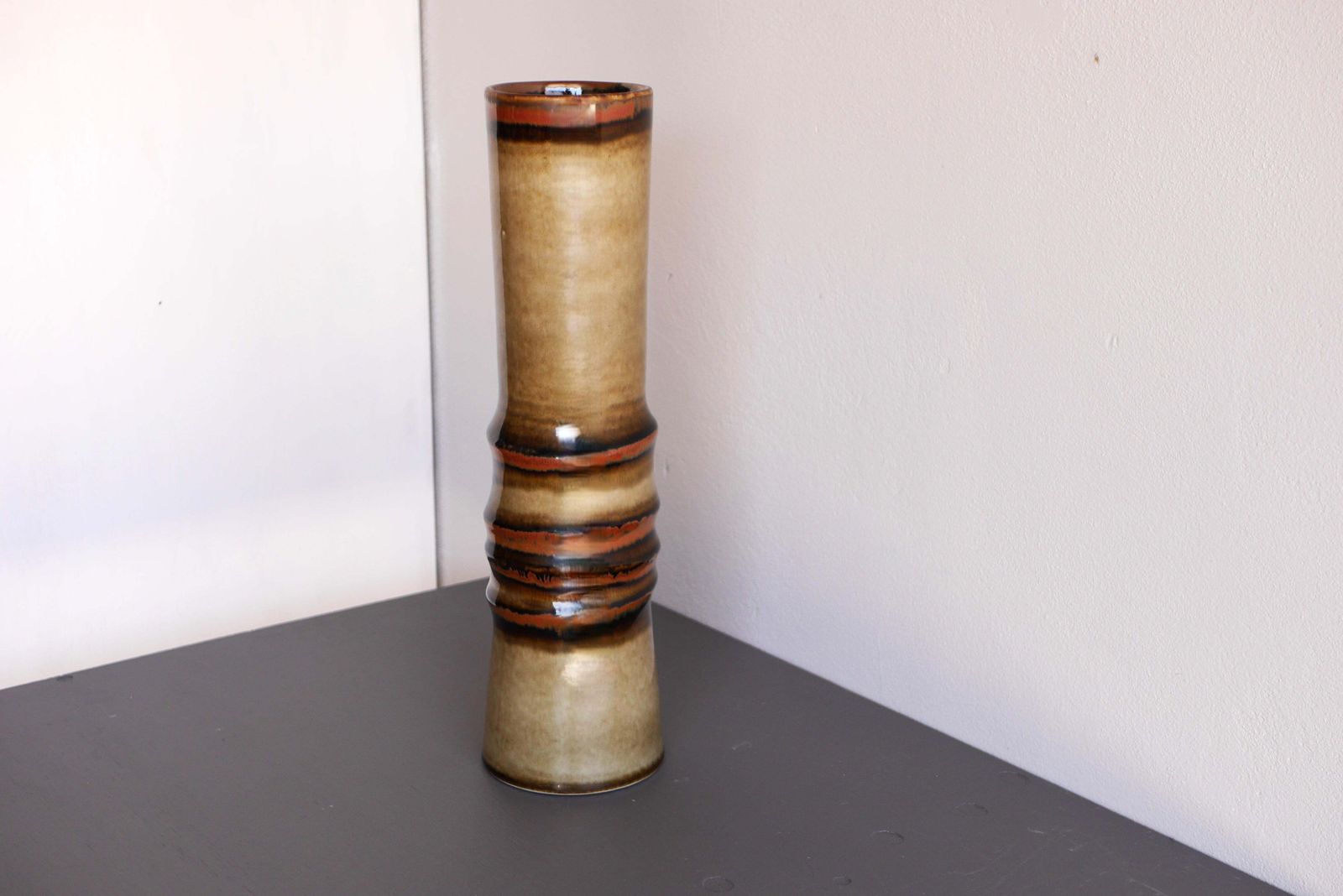 Zeer Grote Mid Century Modern Keramische Vaas, "Bamboo", Door Alberius, Zweden photo furniture