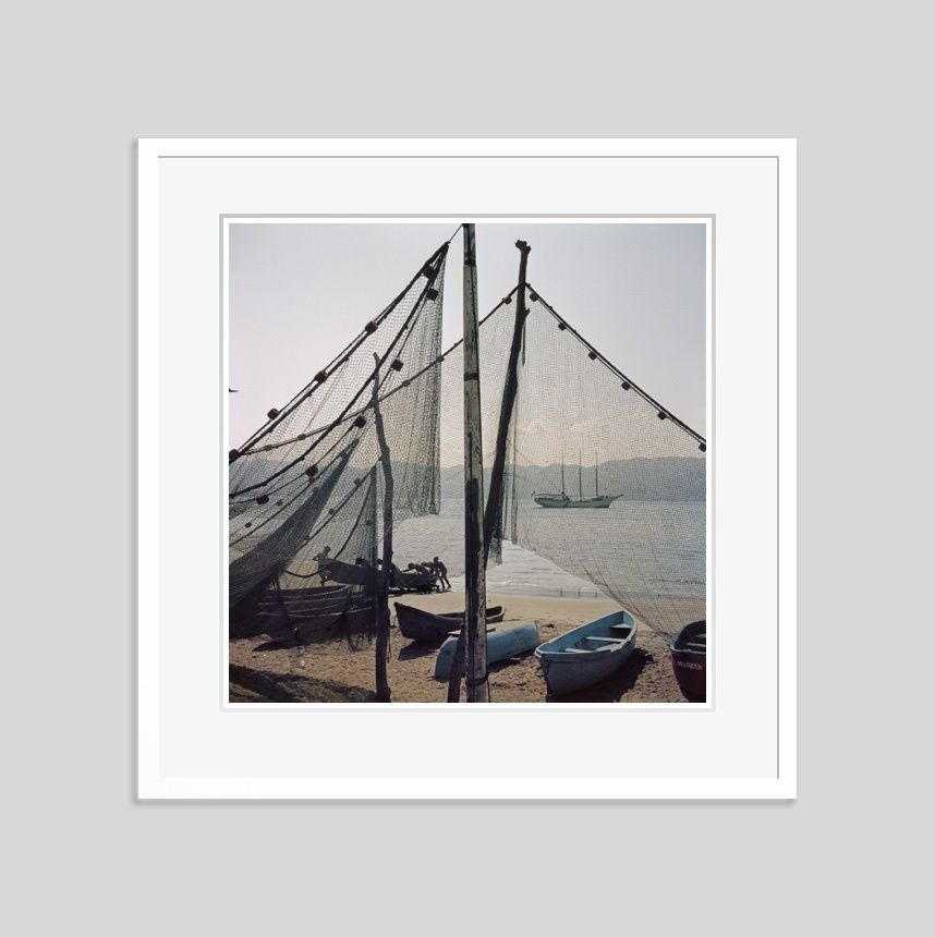 Slim Aarons 'Fishing Boats' Framed White photo furniture