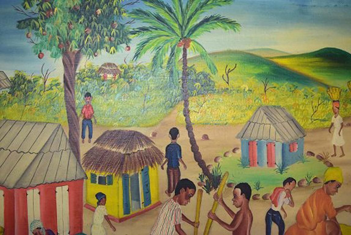 Y. Jn. René, Haitian Artist, Naivist School, Oil On Canvas, 1970s photo 776.0