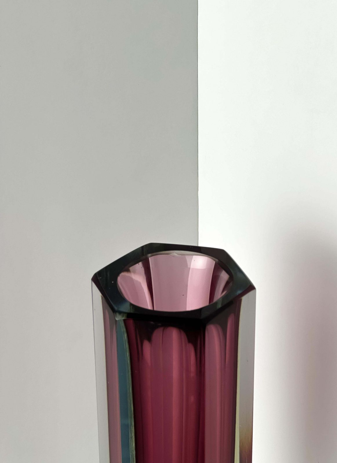 1960s Murano ‘Sommerso’ Hexagonal Vase By Luigi Mandruzzato photo Home Decor