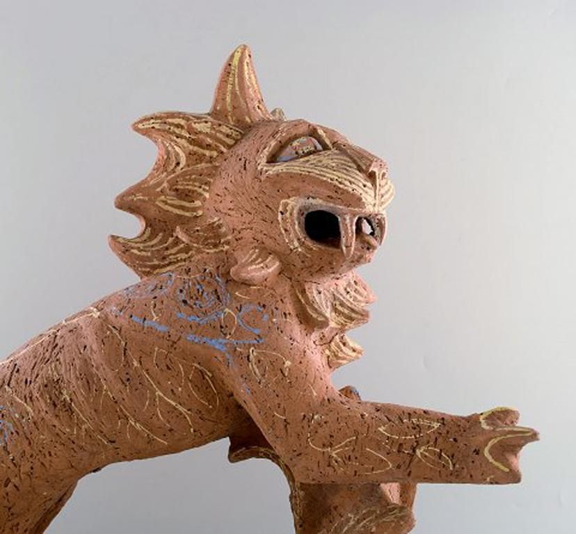 Helge Christoffersen Colossal Unique Figure Of Cat. High Quality Sculpture photo furniture