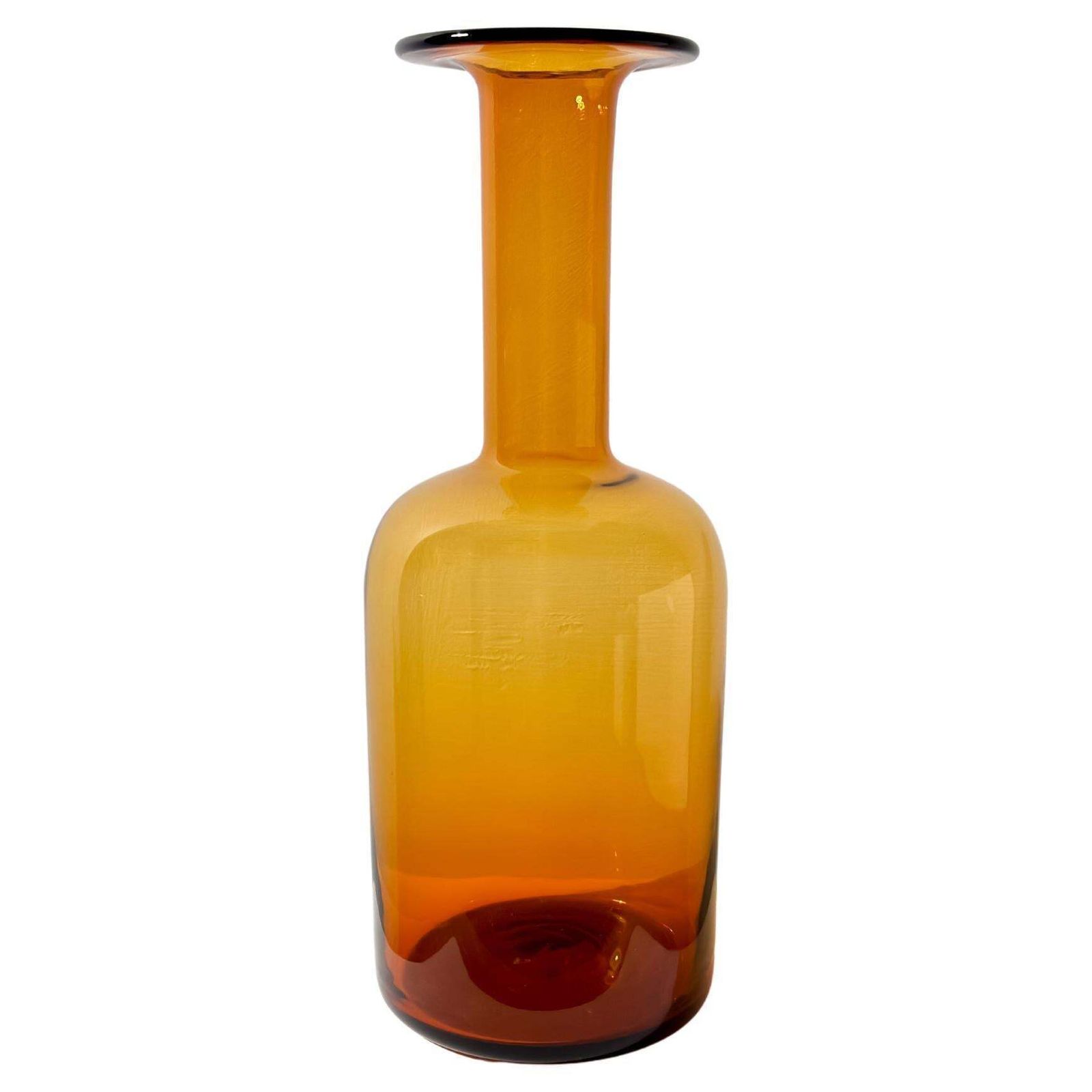 Amber Glass, Mid Century, Bottle Vase By Otto Brauer For Holmegaard