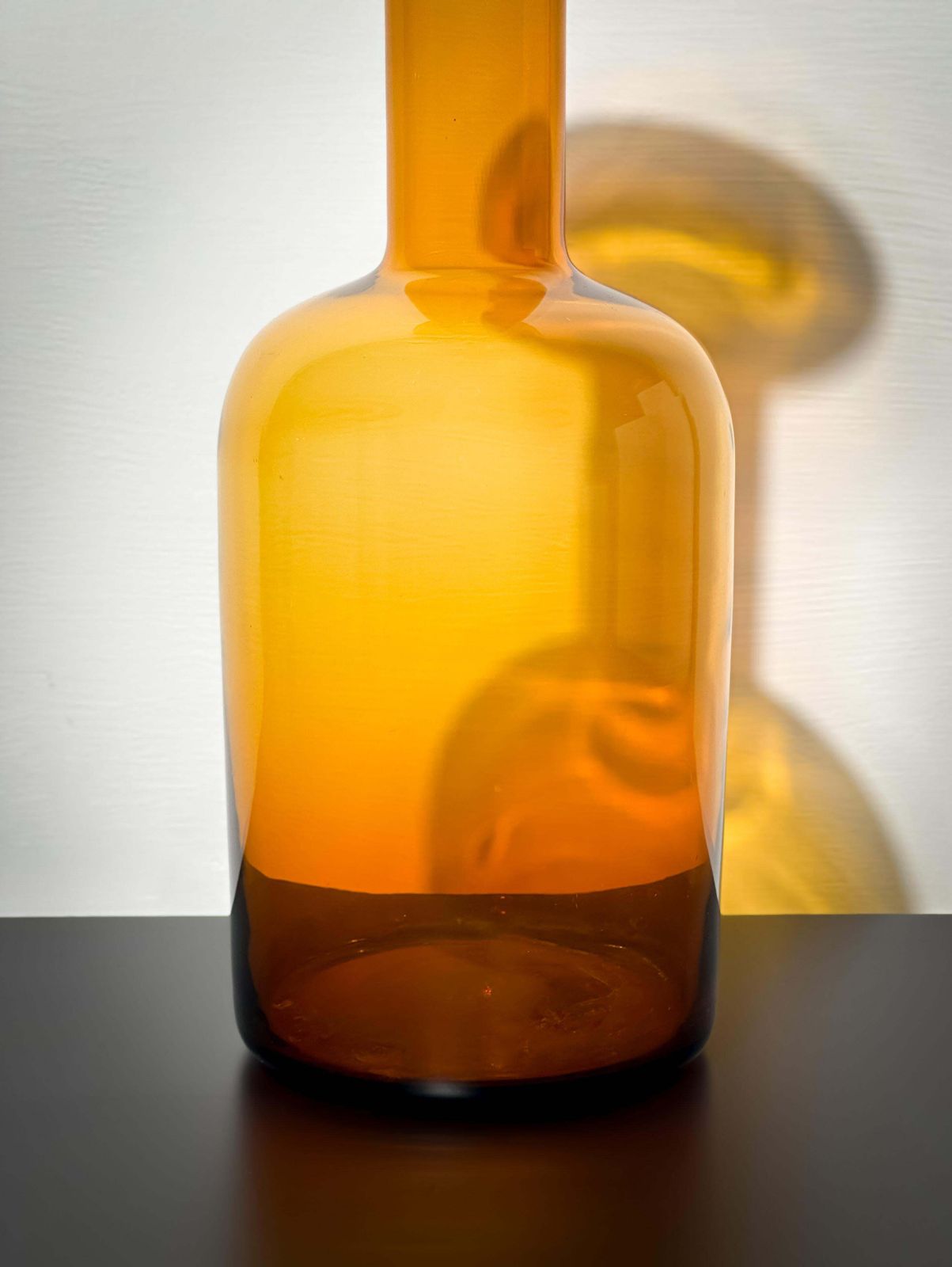 Amber Glass, Mid Century, Bottle Vase By Otto Brauer For Holmegaard photo vinterior