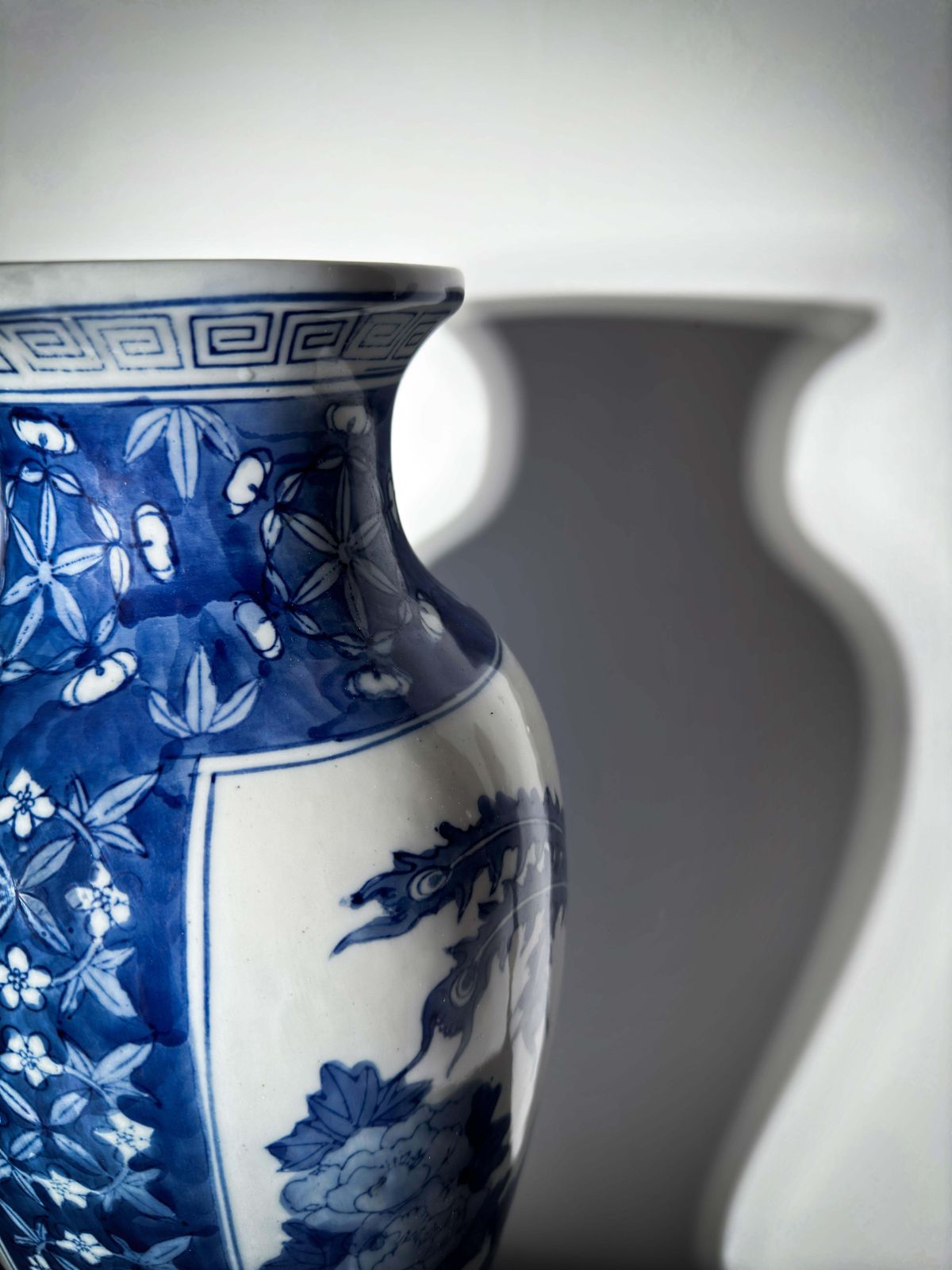 Chinese Blue And White Porcelain Kangxi Style Baluster Vase photo furniture
