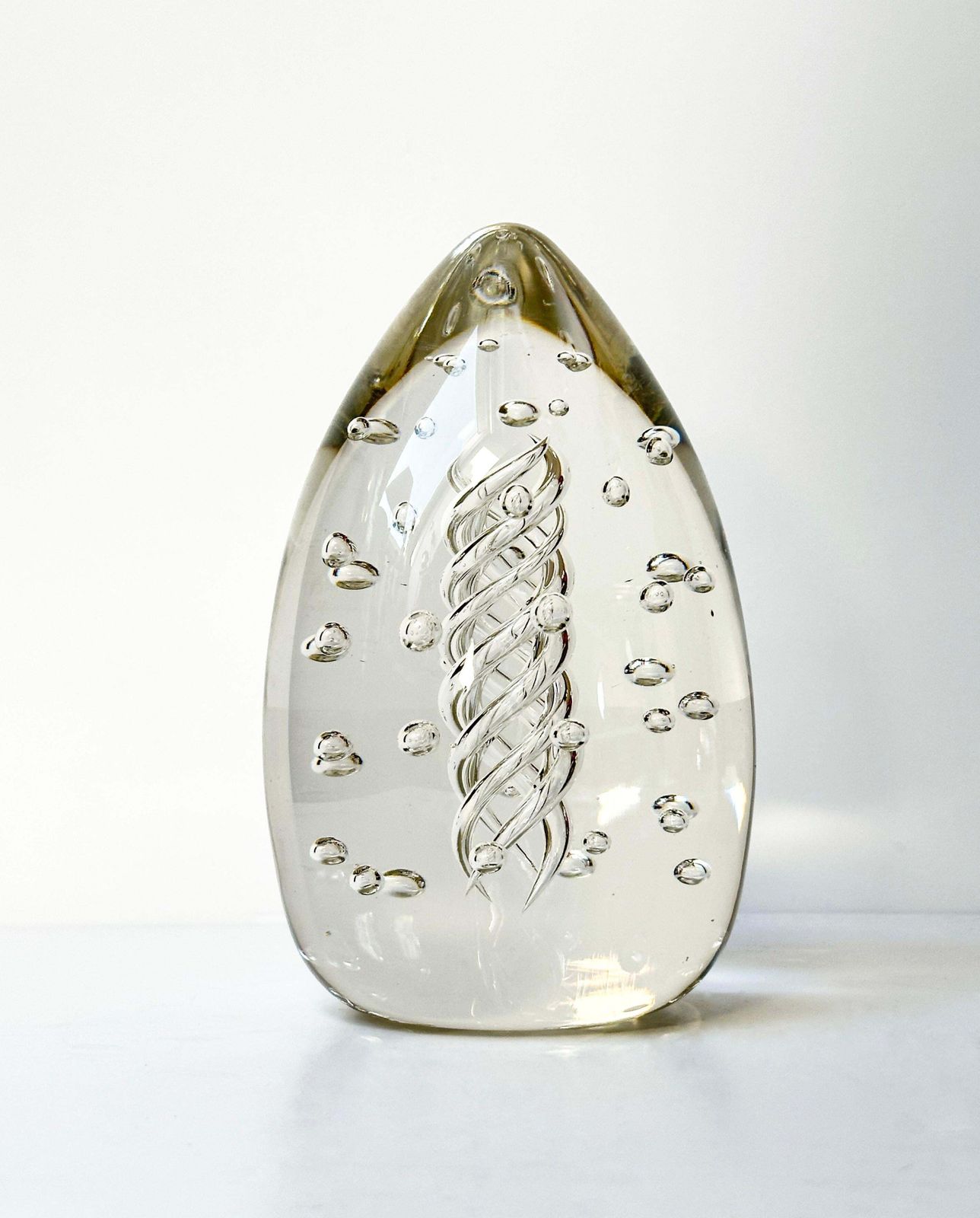 Large Art Glass, Controlled Bubble Paperweight By Liskeard Glass, England C 1970 photo for sale