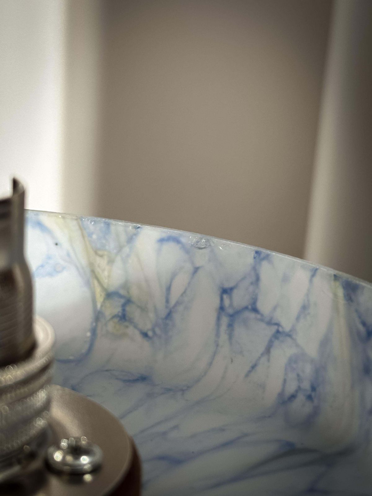 Lighting 1920s French Blue Glass Table Lamp With Conical Shade photo