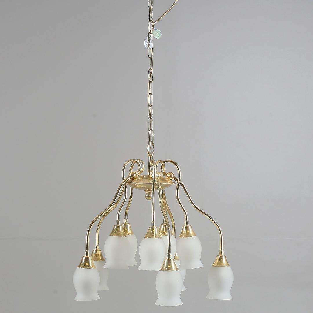 Beautiful Midcentury Mount Chandelier With Opaline Glass Shades photo furniture